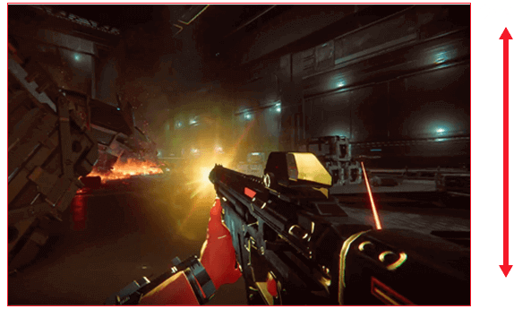 Scène uit een FPS-spel toont schermflikkering als het wapen afgaat
