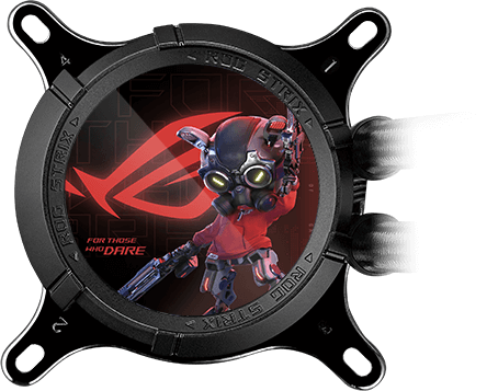 ROG Strix LC III LCD-Display mit dem Bild mit ROG-Logo