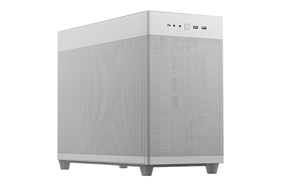 45-Grad-Frontansicht des ASUS Prime AP201 micro ATX PC-Gehäuses